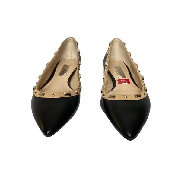 INC Zabbie Pointy toe studded Black Flats Sz 5.5 ballet - Picture 2 of 7